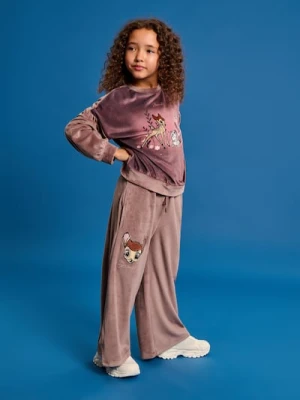 Sinsay - Spodnie wide leg Bambi - brązowy