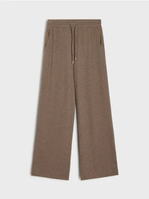 Sinsay - Spodnie wide leg basic - brązowy