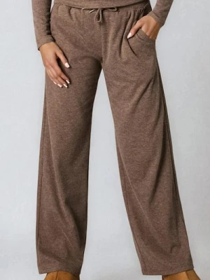 Sinsay - Spodnie wide leg basic - brązowy