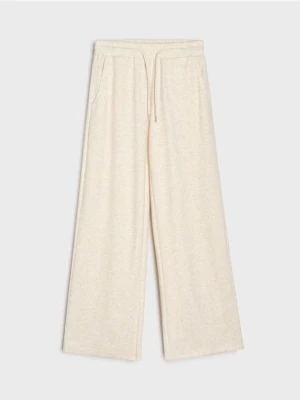 Sinsay - Spodnie wide leg basic - kremowy