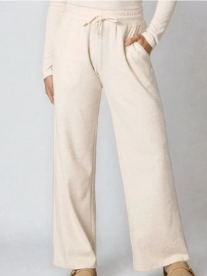 Sinsay - Spodnie wide leg basic - kremowy