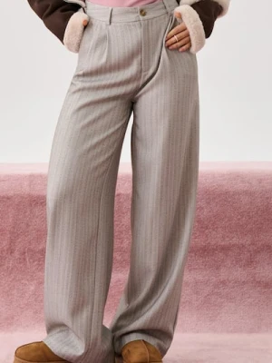 Sinsay - Spodnie wide leg - beżowy