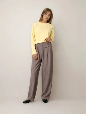 Sinsay - Spodnie wide leg - beżowy