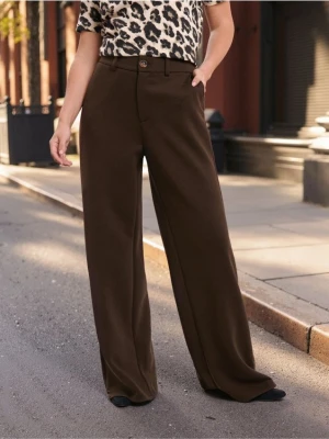 Sinsay - Spodnie wide leg - brązowy
