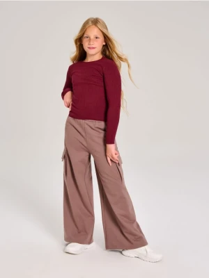 Sinsay - Spodnie wide leg - brązowy