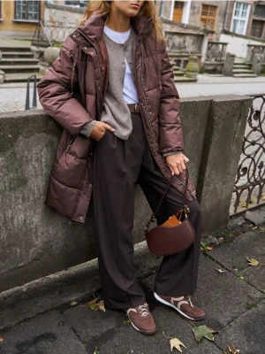 Sinsay - Spodnie wide leg - brązowy