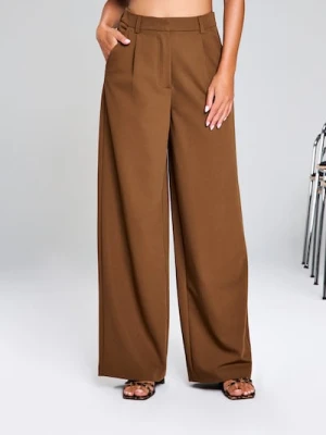 Sinsay - Spodnie wide leg - brązowy