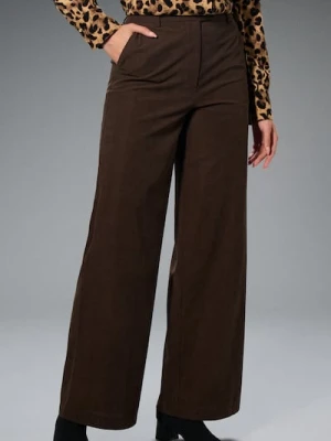 Sinsay - Spodnie wide leg - brązowy