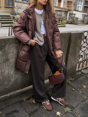 Sinsay - Spodnie wide leg - brązowy