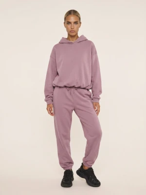 Sinsay - Spodnie wide leg comfort z dzianiny fleece Active - różowy