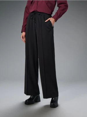 Sinsay - Spodnie wide leg - czarny