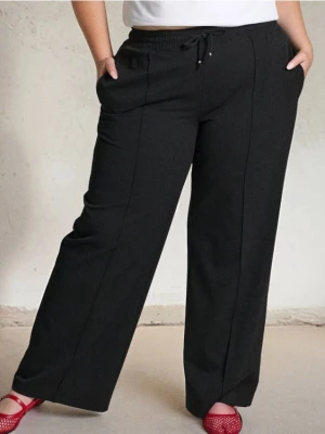 Sinsay - Spodnie wide leg - czarny