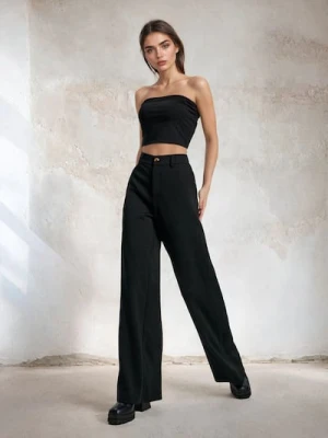 Sinsay - Spodnie wide leg - czarny