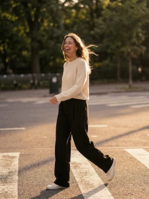 Sinsay - Spodnie wide leg - czarny