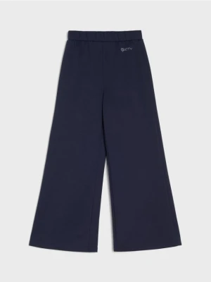 Sinsay - Spodnie wide leg - granatowy