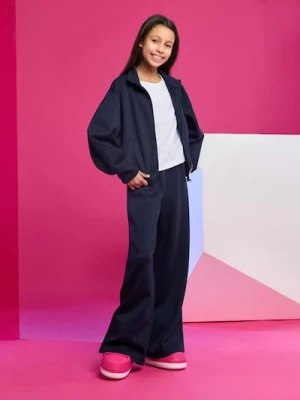 Sinsay - Spodnie wide leg - granatowy