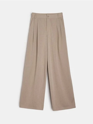 Sinsay - Spodnie wide leg - kremowy