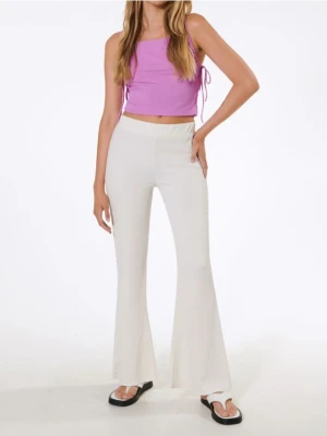 Sinsay - Spodnie wide leg - kremowy