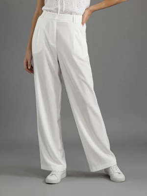 Sinsay - Spodnie wide leg - kremowy