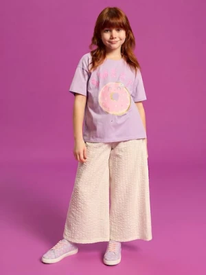 Sinsay - Spodnie wide leg - kremowy