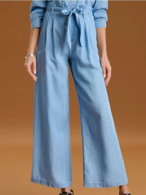 Sinsay - Spodnie wide leg - niebieski