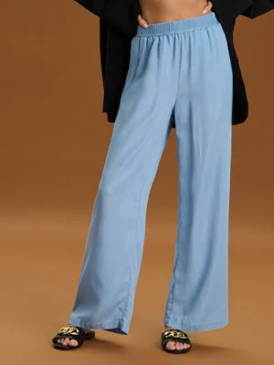 Sinsay - Spodnie wide leg - niebieski