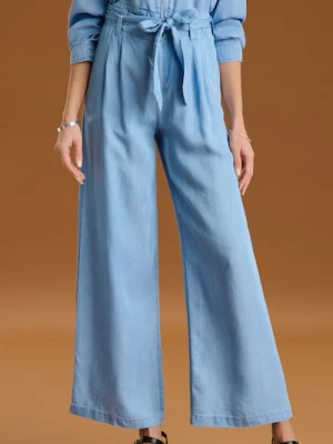 Sinsay - Spodnie wide leg - niebieski