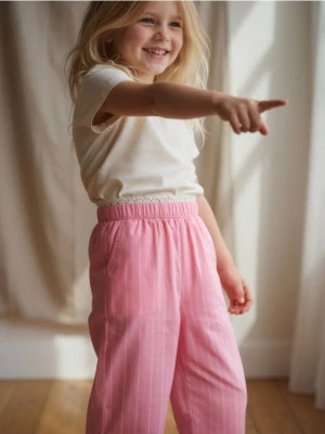 Sinsay - Spodnie wide leg - różowy