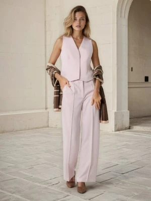 Sinsay - Spodnie wide leg - różowy