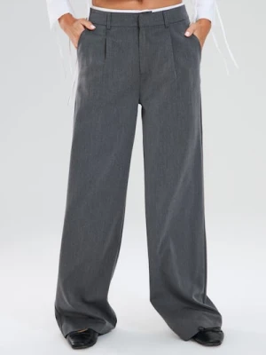 Sinsay - Spodnie wide leg - szary