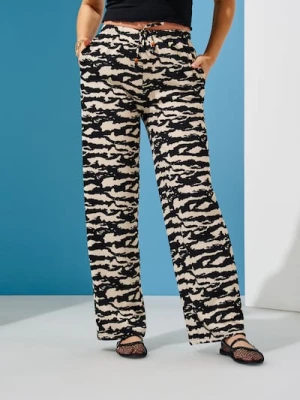 Sinsay - Spodnie wide leg w abstrakcyjny wzór - wielobarwny