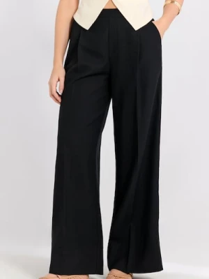 Zdjęcie produktu Sinsay - Spodnie wide leg w kant z domieszką lnu - czarny