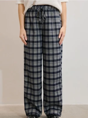 Sinsay - Spodnie wide leg w kratę - wielobarwny