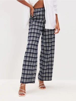 Sinsay - Spodnie wide leg w kratę - wielobarwny