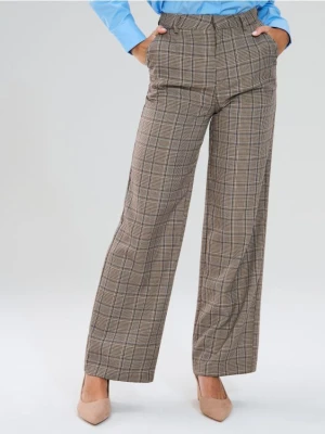 Sinsay - Spodnie wide leg w kratę - wielobarwny