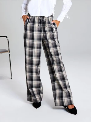 Sinsay - Spodnie wide leg w kratę - wielobarwny