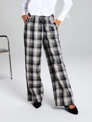 Sinsay - Spodnie wide leg w kratę - wielobarwny