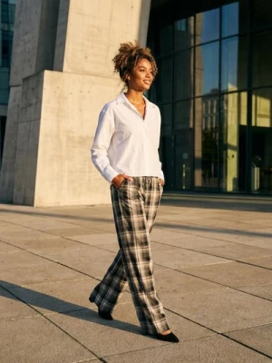 Sinsay - Spodnie wide leg w kratę - wielobarwny