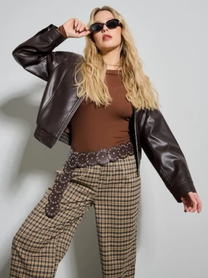 Sinsay - Spodnie wide leg w kratkę - wielobarwny