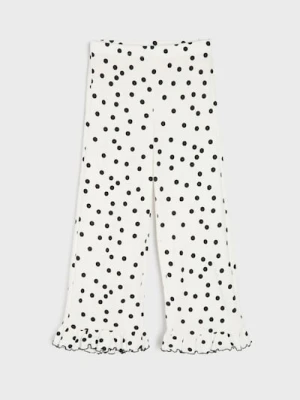 Sinsay - Spodnie wide leg w kropki z falbankami - wielobarwny