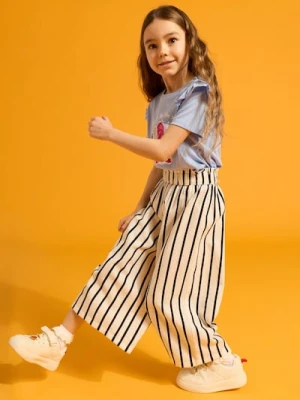 Sinsay - Spodnie wide leg w paski - biały