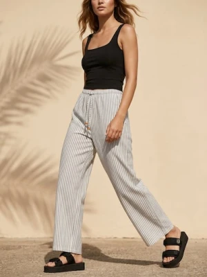 Sinsay - Spodnie wide leg w paski - wielobarwny