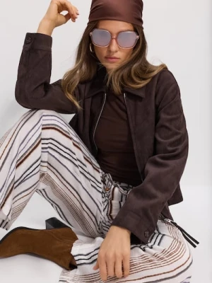 Sinsay - Spodnie wide leg w paski z wiskozą - wielobarwny