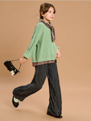 Sinsay - Spodnie wide leg w pionowe paski - wielobarwny