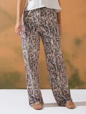 Sinsay - Spodnie wide leg we wzór wężowy - wielobarwny