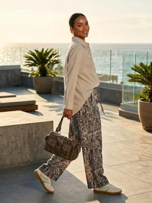 Sinsay - Spodnie wide leg we wzór wężowy - wielobarwny