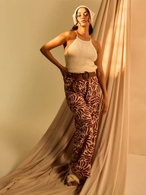 Sinsay - Spodnie wide leg z abstrakcyjnym wzorem - wielobarwny