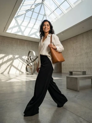 Sinsay - Spodnie wide leg z domieszką lnu - czarny