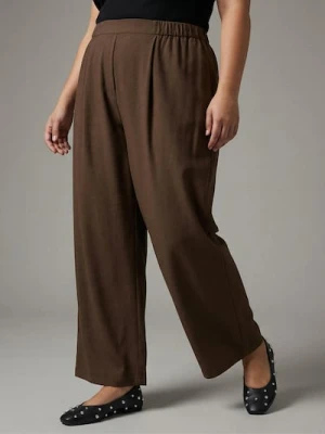 Sinsay - Spodnie wide leg z domieszką lnu Plus size - brązowy