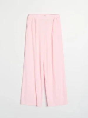 Sinsay - Spodnie wide leg z domieszką lnu - różowy